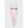 Bodycon pink dress with belt
