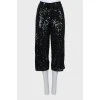 Straight trousers embroidered with sequins
