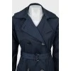 Dark blue trench coat with waistband