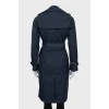 Dark blue trench coat with waistband