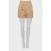 Beige Straight Fit shorts