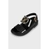 Leather sandals with signature logo