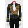 Checkered jacket with golden decor