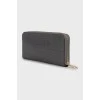 Gray wallet with embossed leather