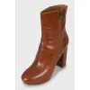 Brown Block Heel Ankle Boots