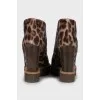 Animal print leather ankle boots