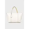 Two-tone leather tote bag