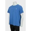 Men's blue T-shirt with embroidered logo