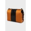 Leather and textile crossbody bag