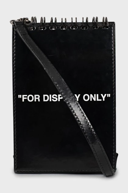 Leather crossbody bag with text print