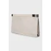 Suede clutch with silver hardware
