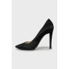 Black textile pointed toe shoes