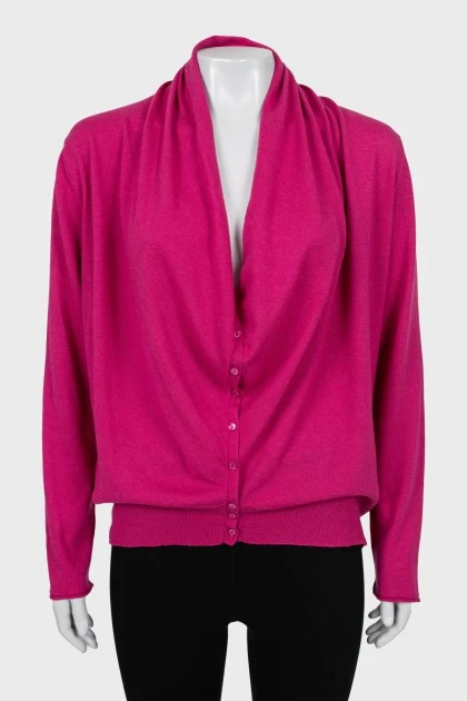 Pink cardigan with plunge neck