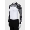 Black and white sports top with tag