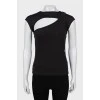 Black T-shirt with neckline and tag