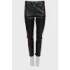 Mixed color leather trousers