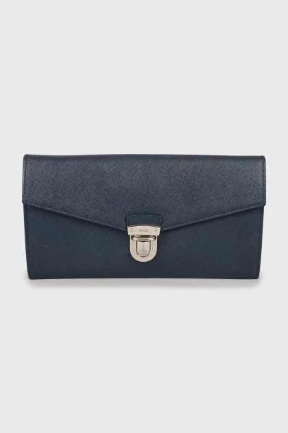 Blue leather clutch