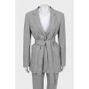 Gray suit with belt