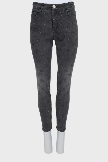 Dark gray printed jeans