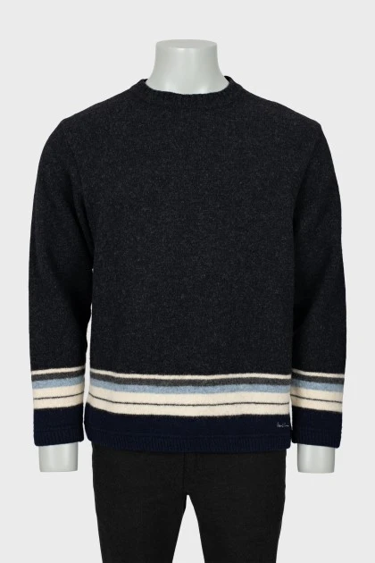 Men's wool sweater with stripes