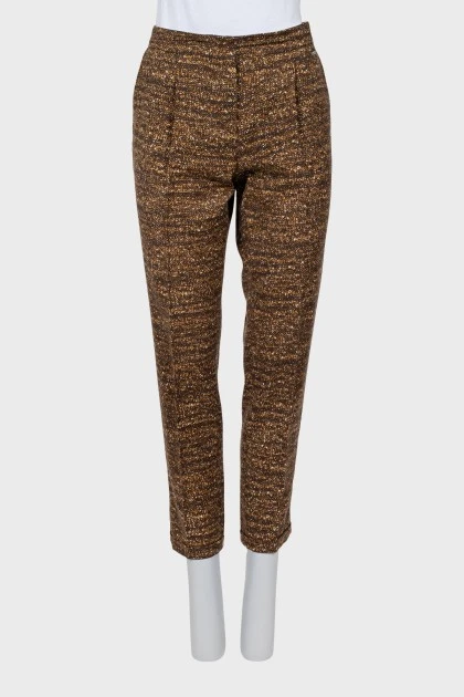 Tapered trousers in printed wool