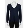 Blue pullover with gold buttons