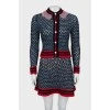 Knitted suit with cardigan and skirt