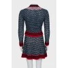 Knitted suit with cardigan and skirt