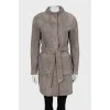 Double-sided leather shearling coat
