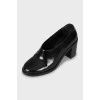 Leather black block heels