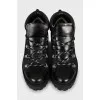 Insulated leather lace-up boots