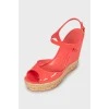 Patent leather high wedge sandals