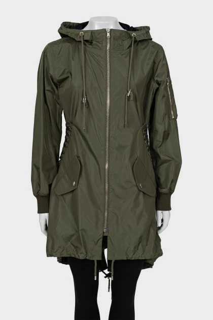 Dark green A-line raincoat
