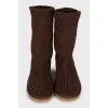 Brown knitted boots