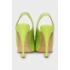 Green patent leather shoes