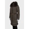 Fitted down jacket with removable fur