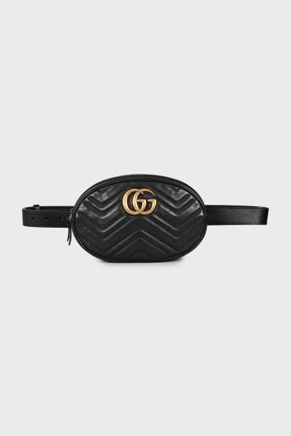 Belt bag Black Matelassé Leather GG Marmont