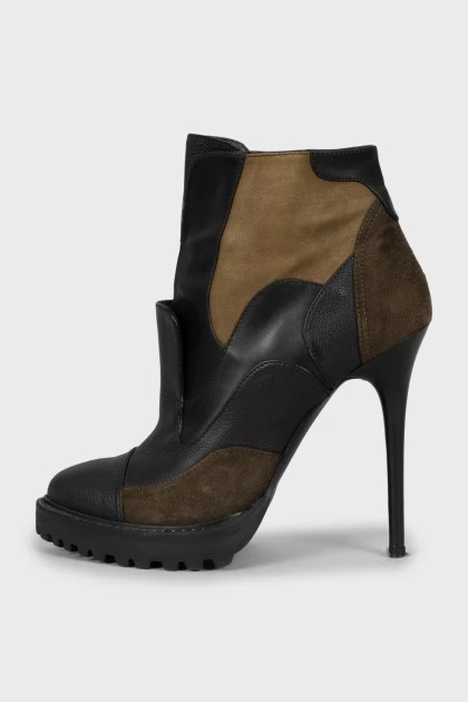 Suede and leather ankle boots