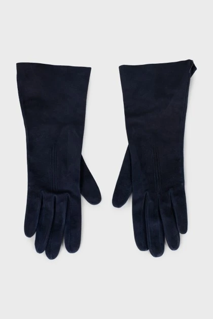 Blue suede gloves