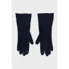 Blue suede gloves