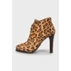 Animal print lace-up ankle boots