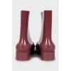 Burgundy rubber boots
