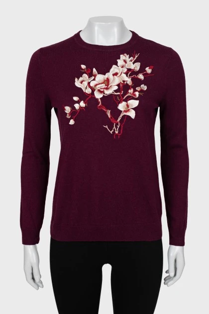 Burgundy jumper with embroidery