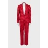 Red printed suit