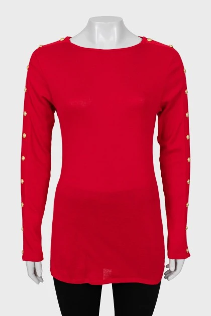 Red long sleeve with gold buttons