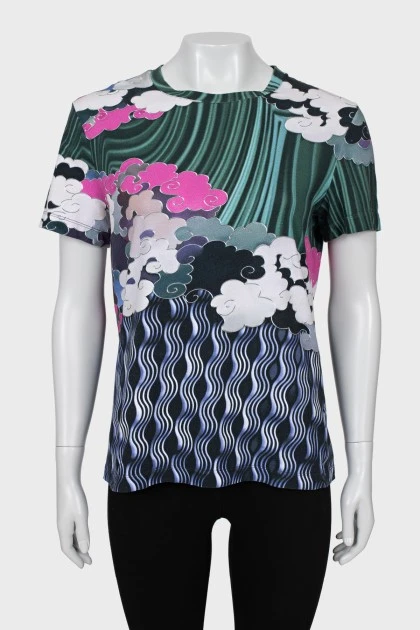 Straight T-shirt with mixed print