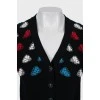 Cashmere cardigan with knitted decor