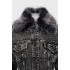 Denim jacket decorated with fur