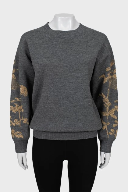 Sweater with printed sleeves