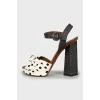 Leather sandals with polka dot print